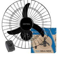 ventilador de parede oscilante preto 50cm new plástico 130w 3 pás ventisol