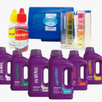 kit limpeza e tratamento de piscinas completo + estojo teste