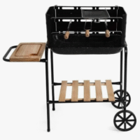 churrasqueira móvel califórnia mor com bacia esmaltada e rodinhas compacta e portátil preto