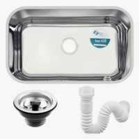 Cuba Pia Cozinha Inox 430 No2 56x34x14 Kit Válvula Sifão