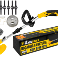 Roçadeira Aparador Grama A Bateria Recarregável 460w Profissional Com Acessórios Tcg12b The Black Tools