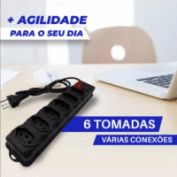 Régua Extensão Elétrica 6 Tomadas Filtro Linha 10a Cabo 1 Metro